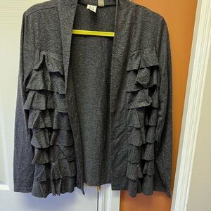 Marc Bouwer Dark Gray Ruffle Cardigan